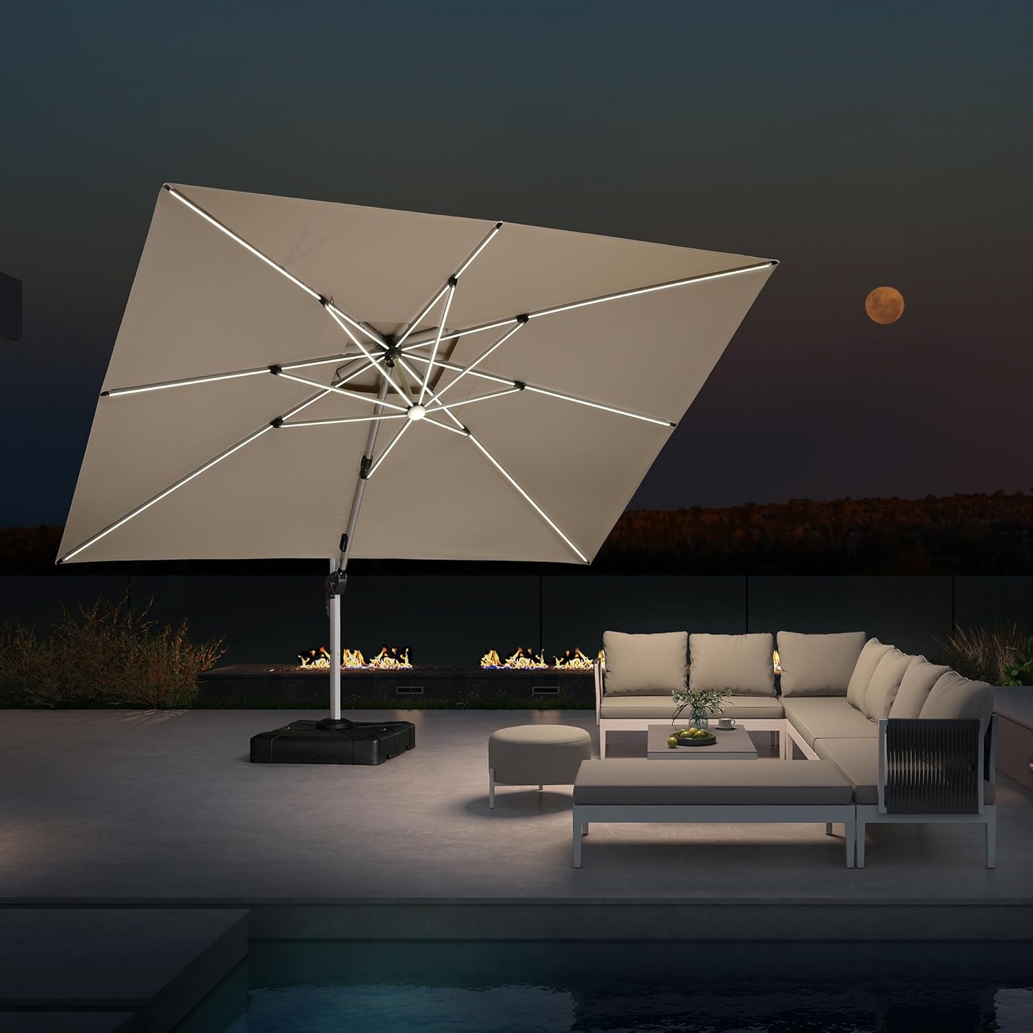 Outdoor Furniture With Umbrella - 10' X 13' Double Top Deluxe