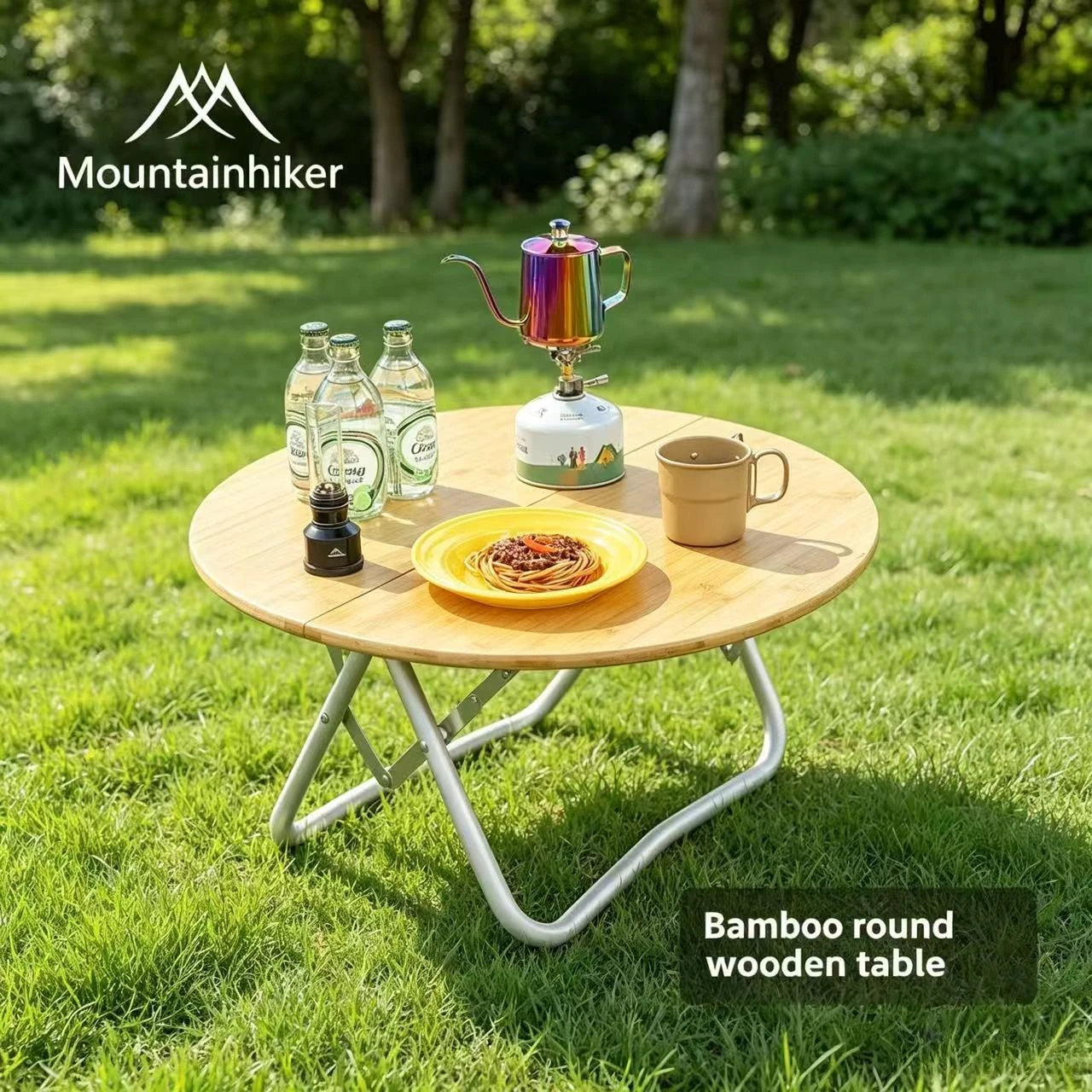 Outdoor Furniture Small - MOUNTAINHIKER Portable Camping Table Round Folding