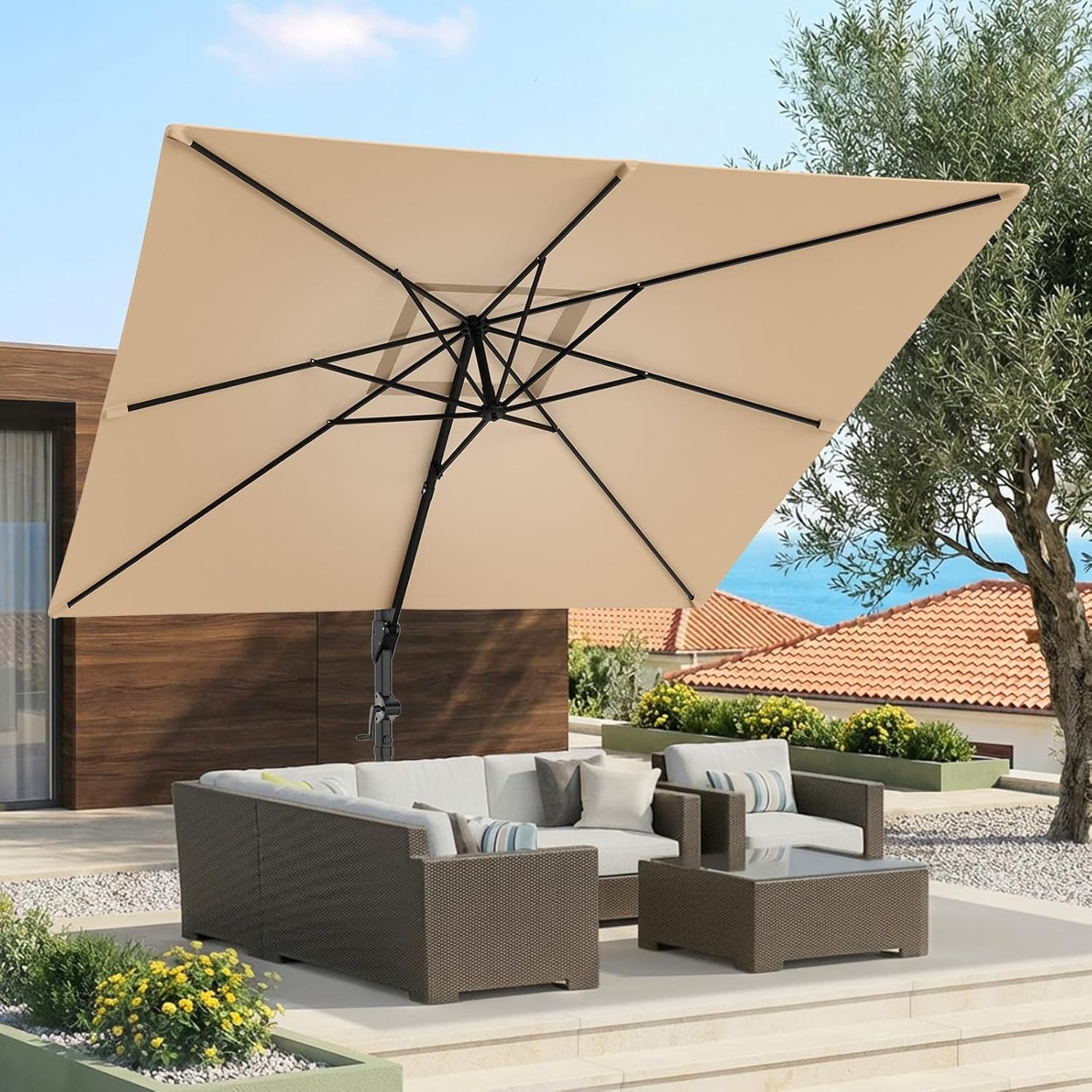 10x10 FT Cantilever Patio Umbr - огляд і ціна Outdoor Furniture With Umbrella