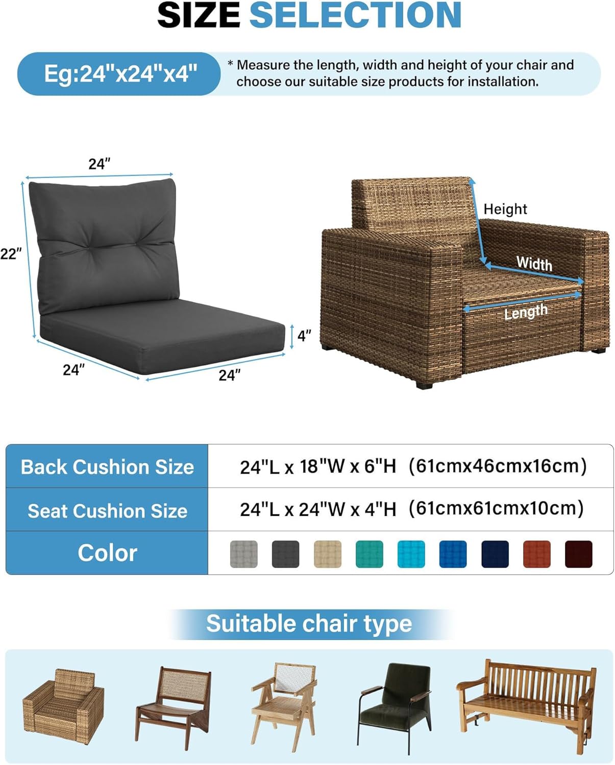 Outdoor Patio Furniture Dark G - огляд і ціна Outdoor Furniture Cushions 24 X 24