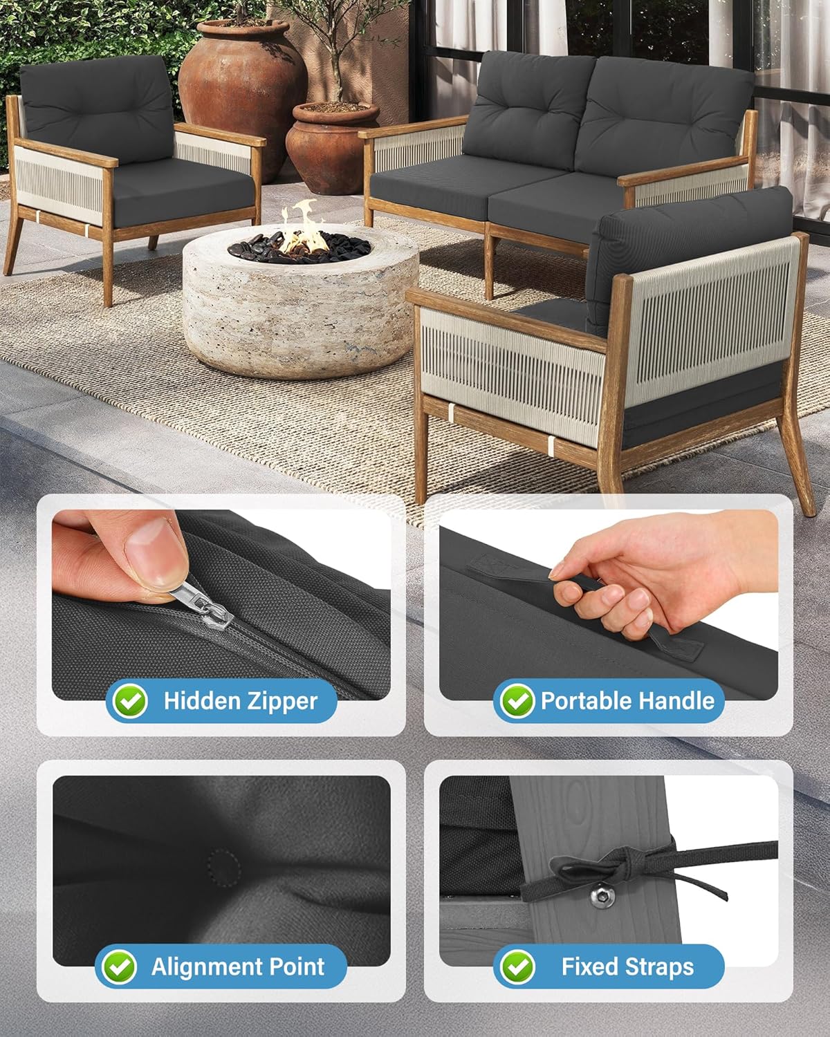 Outdoor Patio Furniture Dark G - огляд і ціна Outdoor Furniture Cushions 24 X 24