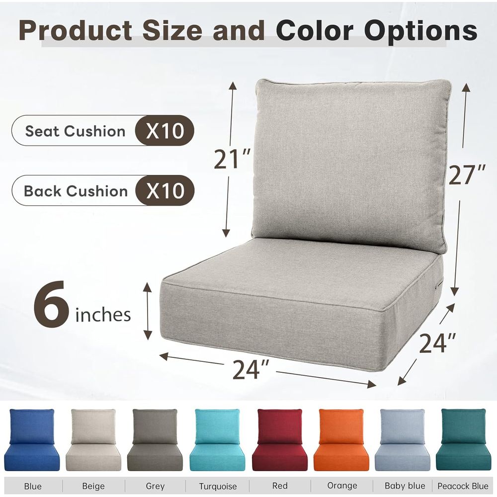 6 Thick Outdoor Cushion Set -  - огляд і ціна Outdoor Furniture Cushions 24 X 24