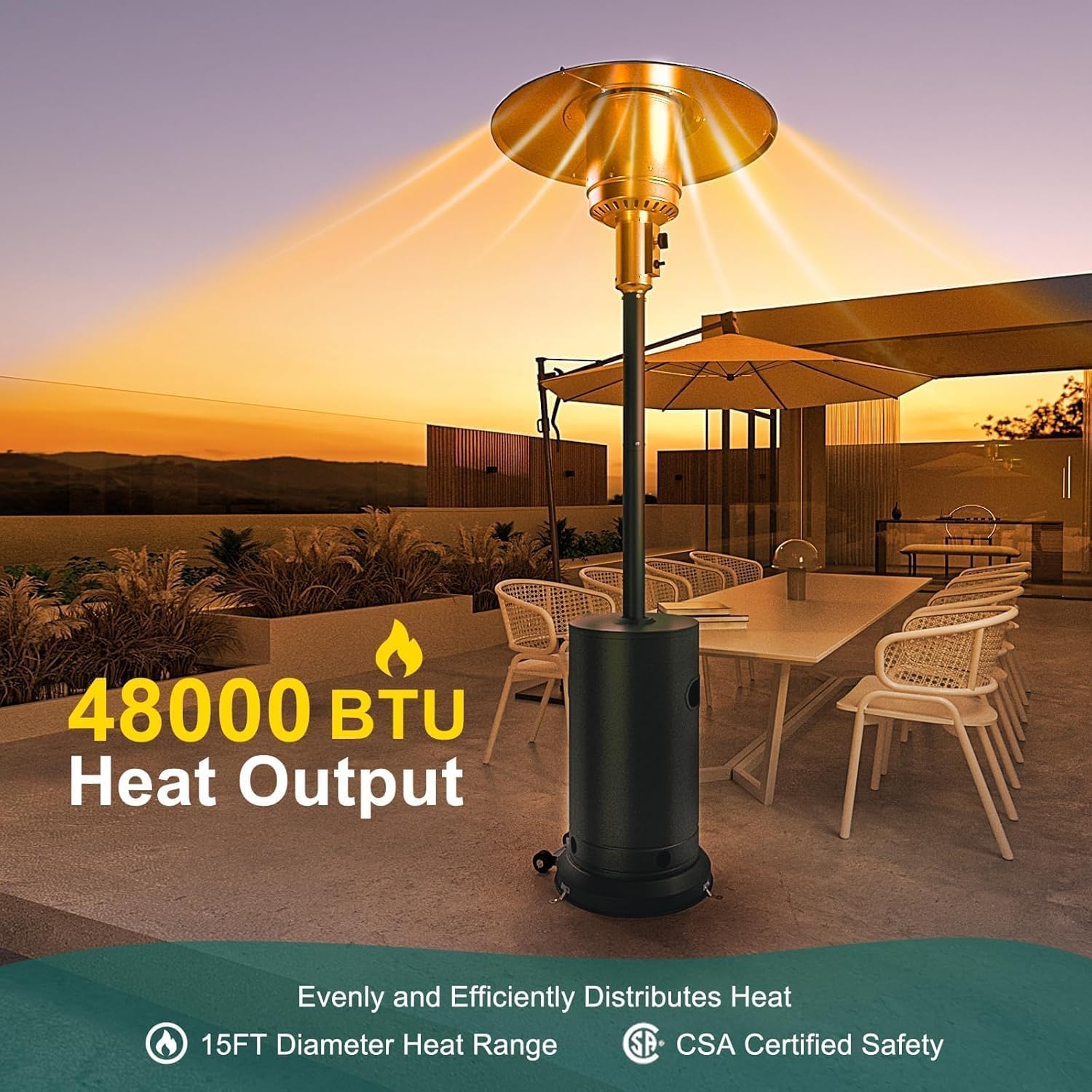 48,000 BTU Outdoor Heat Lamp - - огляд і ціна Patio Heater Standing