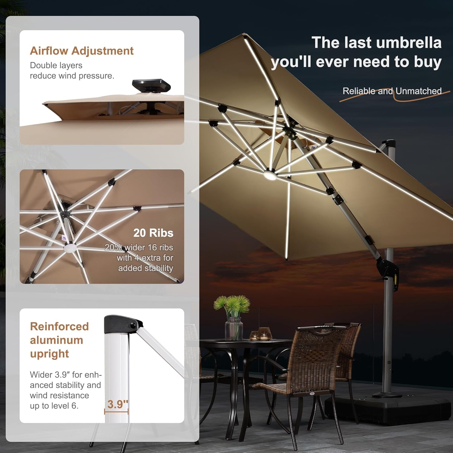 10' X 13' Double Top Deluxe So - огляд і ціна Outdoor Furniture With Umbrella