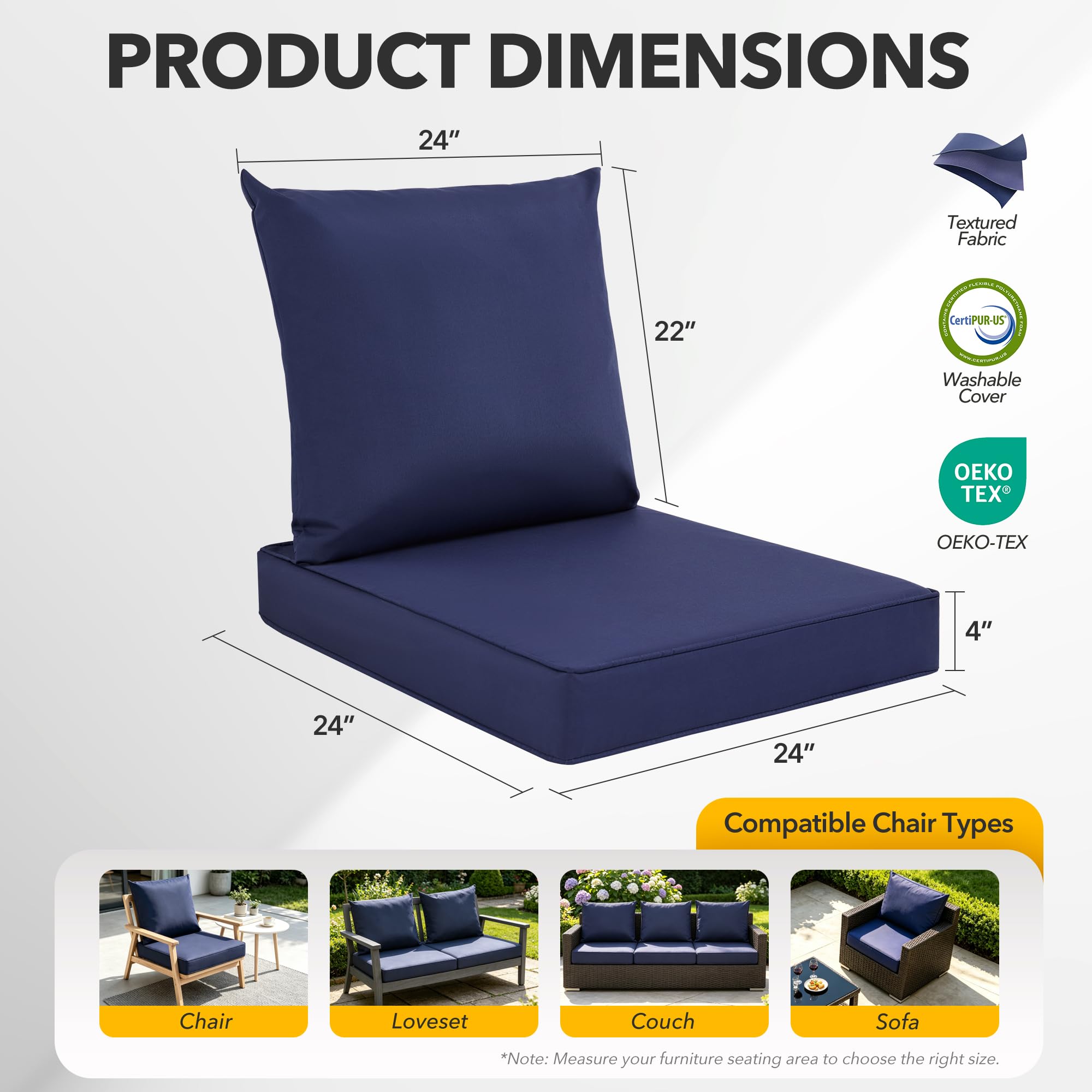 24x24 Outdoor Chair Cushions S - огляд і ціна Outdoor Furniture Cushions 24 X 24
