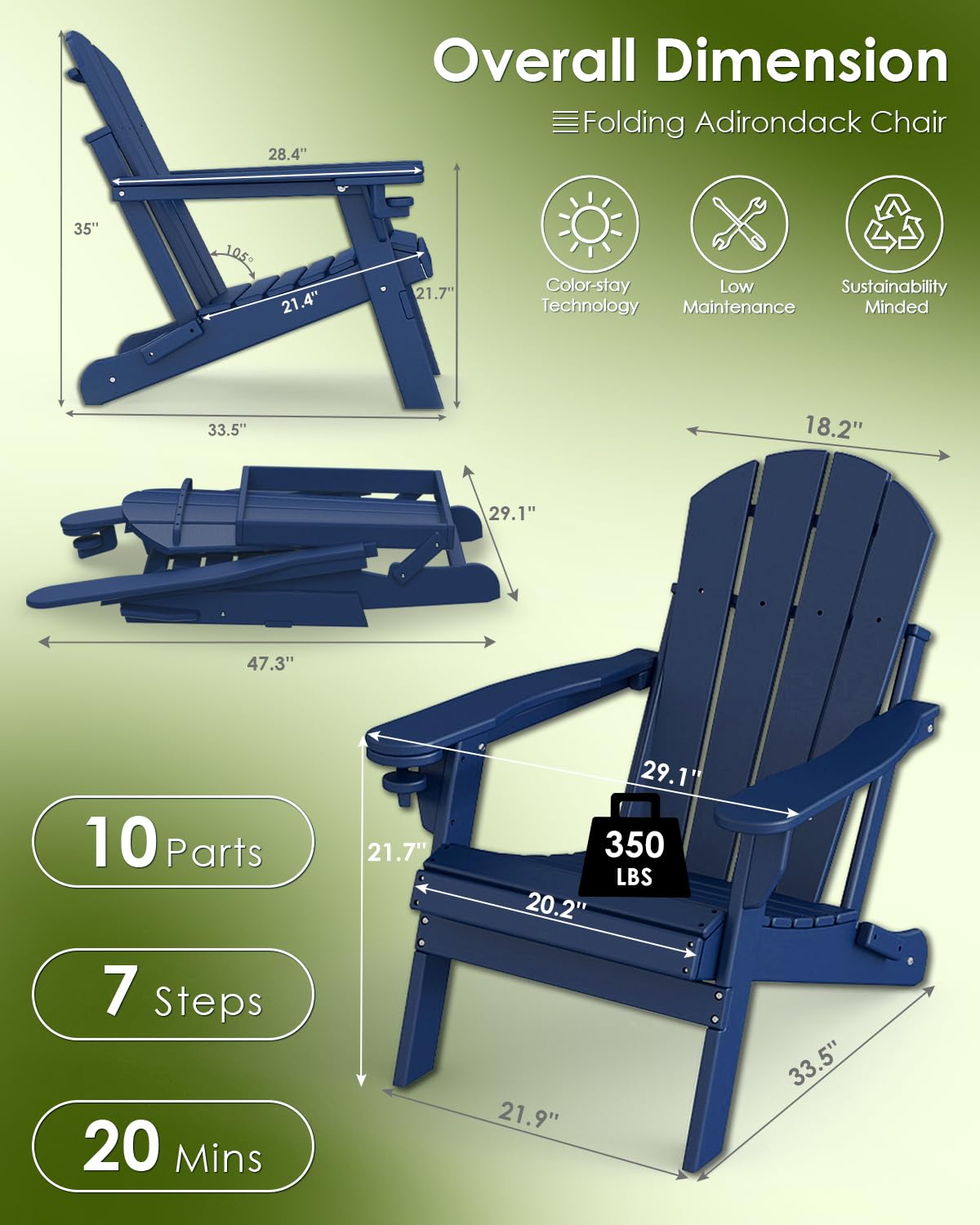 Chair Set 2, Folding All Weath - огляд і ціна Outdoor Furniture Recliner Set