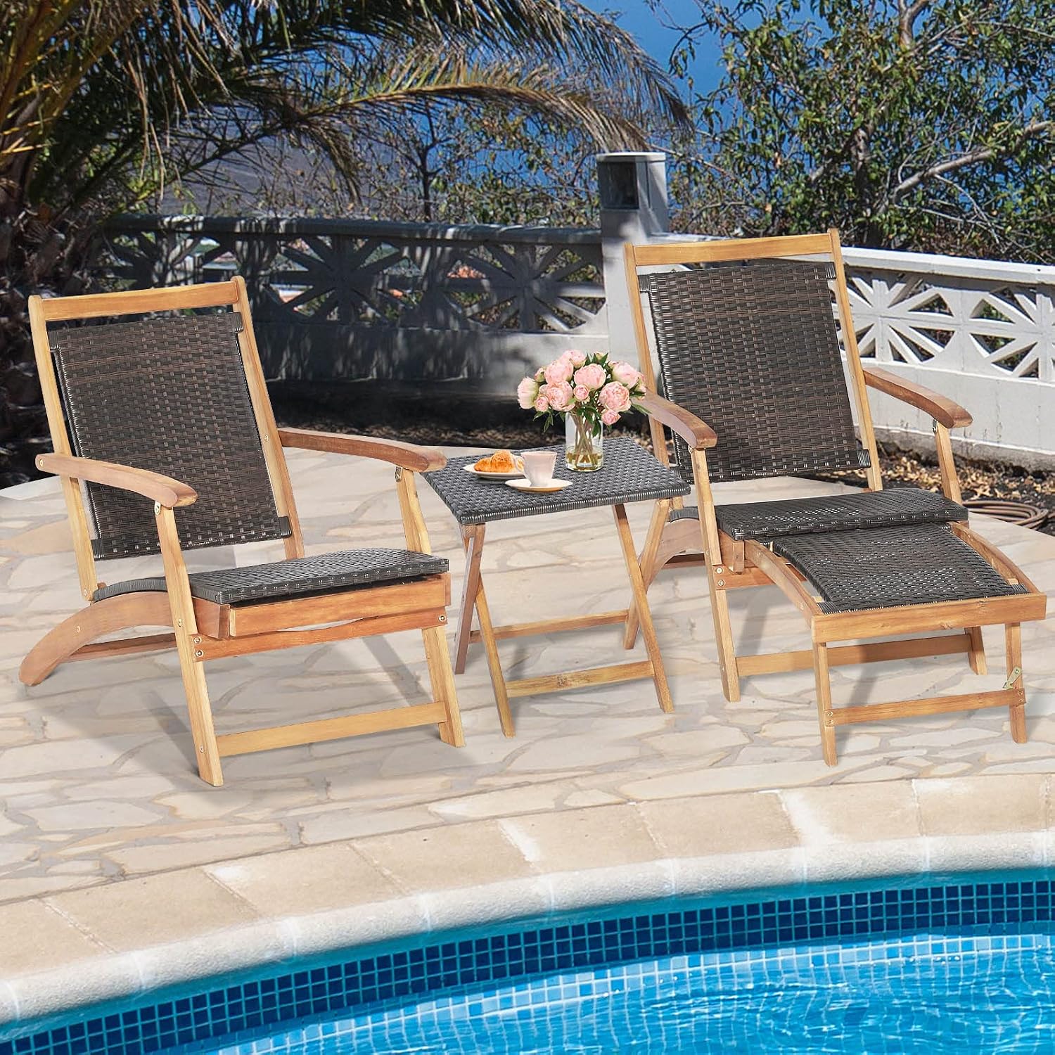 Foldable Outdoor Patio Lounge  - огляд і ціна Outdoor Furniture Recliner Set